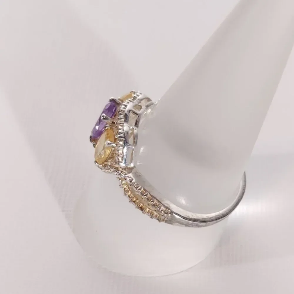 Amethyst and Citrine in Sterling Silver Size 9